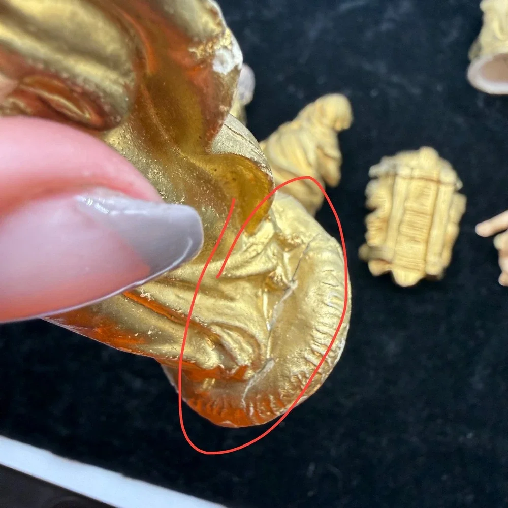 Vintage Gold Nativity Set 11 Piece Made in Italy hand painted Christmas MCM art